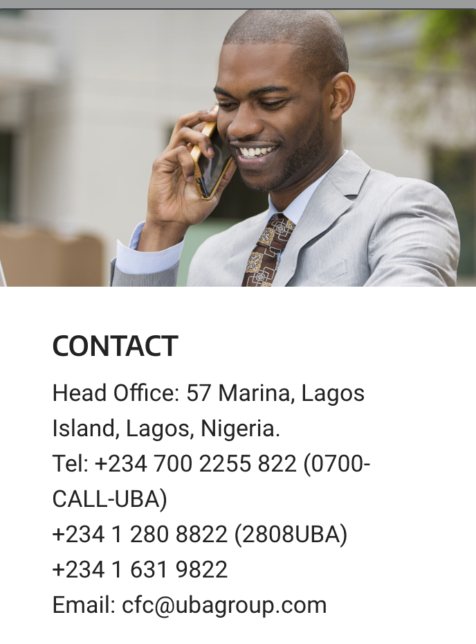 United Bank For Africa Customer Care Contacts